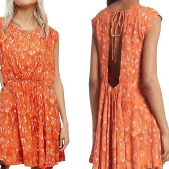 Free People Fake Love Animal Print Gathered Sleeveless Mini Dress - Picture 2 of 11